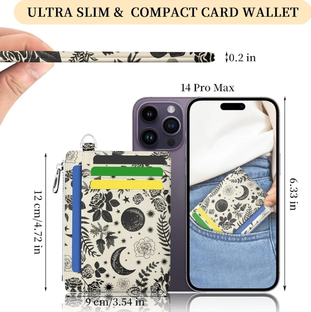 Floral Moon Card Holder Wallet